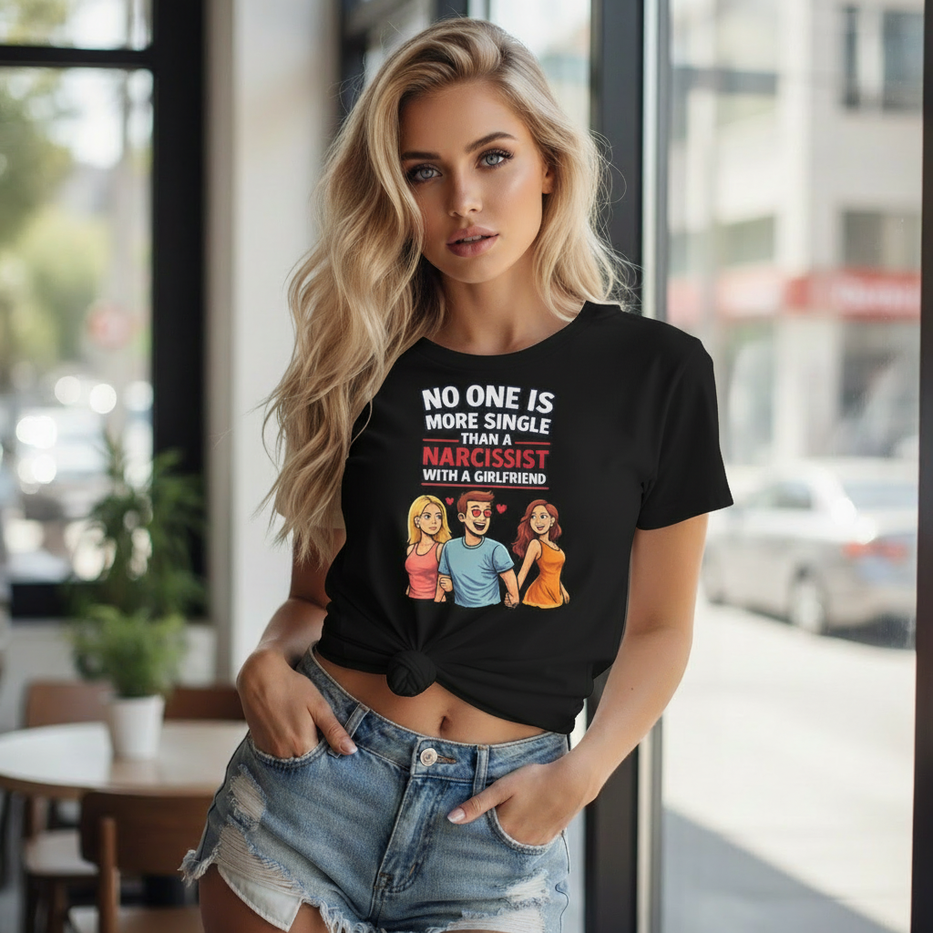 No One Is More Single Than A Narcissist With A Girlfriend T-Shirt; Funny Breakup Tee, Narcissist Quote Shirt, Empowerment Gift for Women