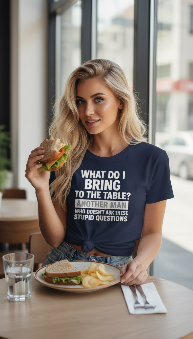 What Do I Bring to The Table Funny T-Shirt | Feminist Graphic Tee | Empowerment Shirt for Women | Sarcastic Bold Statement Tee